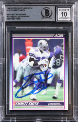 Emmitt Smith Signed 1990 Score Supplemental #101T RC Card Auto 10! BAS Slabbed