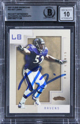 Ravens Ray Lewis Signed 2001 Fleer Showcase #23 Card Auto Graded 10! BAS Slabbed