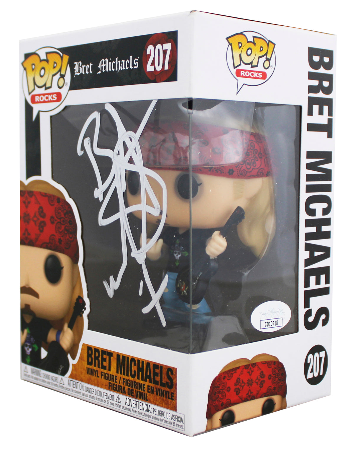 Bret Michaels Poison Authentic Signed Bret Michaels #207 Funko Pop Figure JSA
