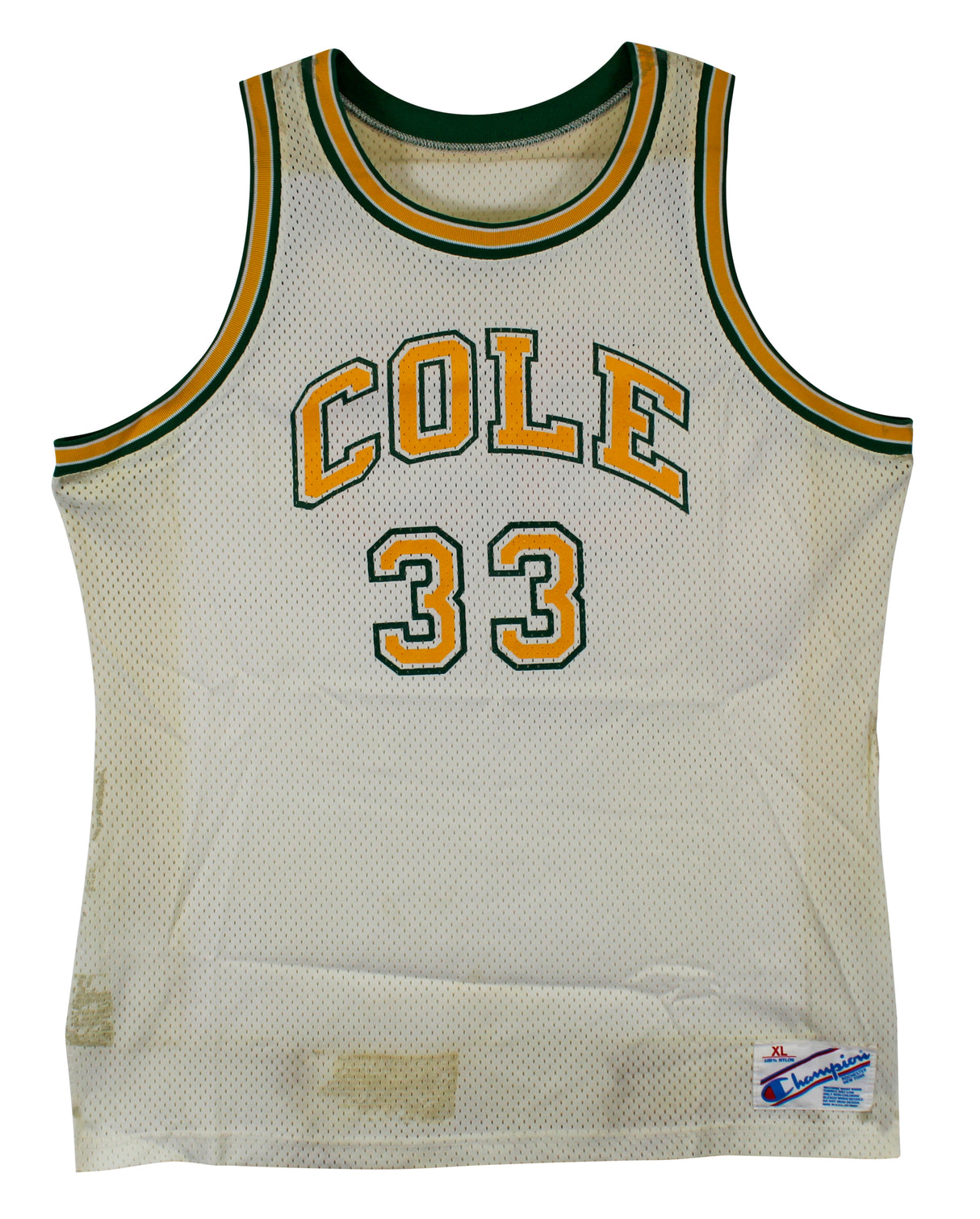 Shaquille O'Neal Game Used White 1987-89 Cole High School Champion Jersey SIA