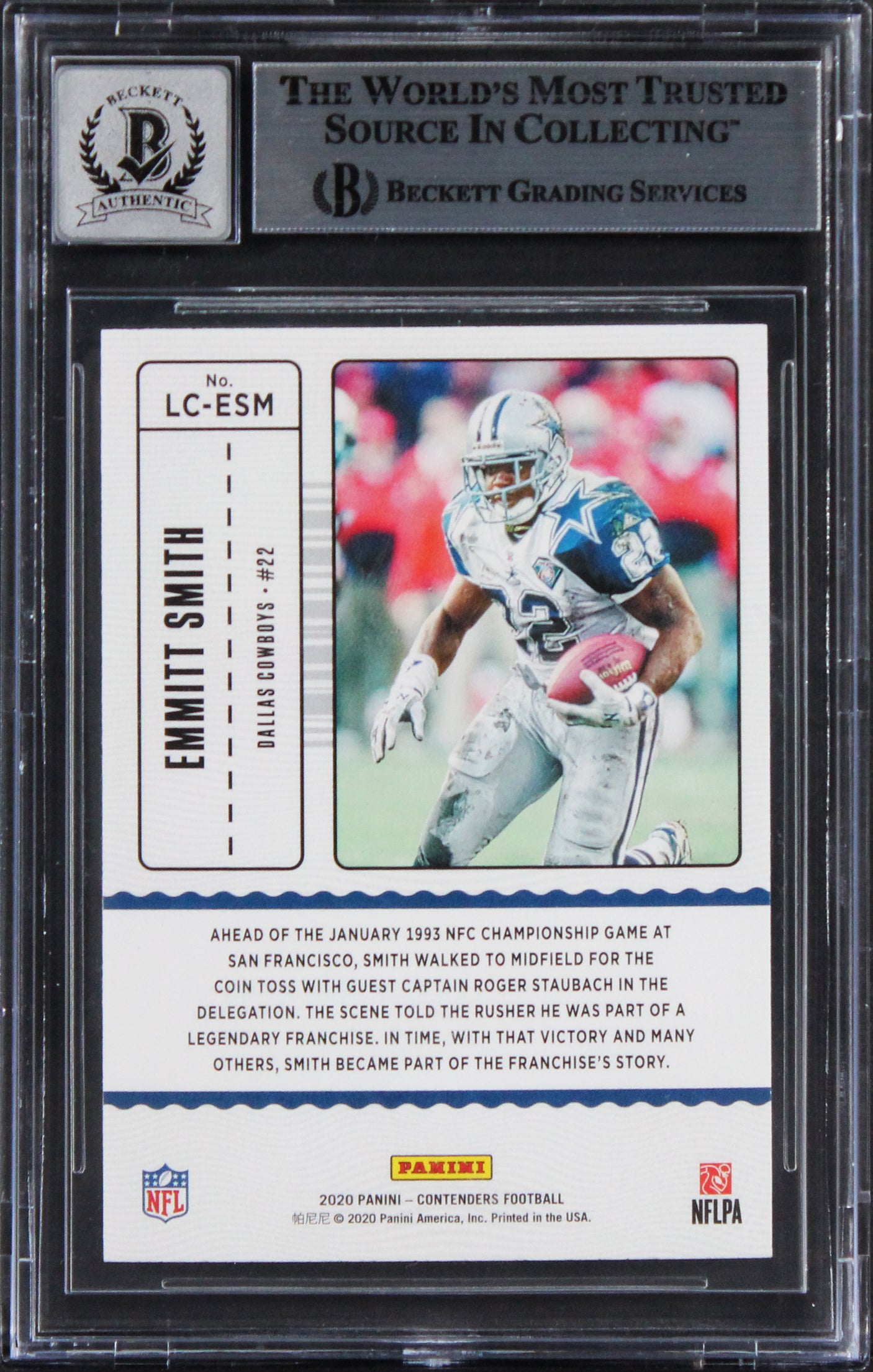 Emmitt Smith Signed 2020 Panini Contenders Legendary #1 Card Auto 10! BAS Slab