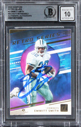 Cowboys Emmitt Smith Signed 2020 Donruss Retro Series #2 Card Auto 10! BAS Slab
