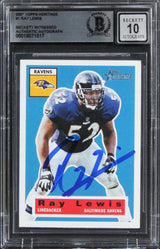 Ravens Ray Lewis Signed 2001 Topps Heritage #1 Card Auto Graded 10! BAS Slabbed