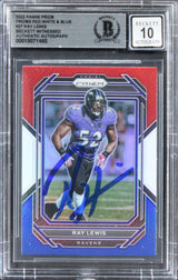 Ravens Ray Lewis Signed 2022 Panini Prizm RWB #27 Card Auto Gem 10! BAS Slabbed