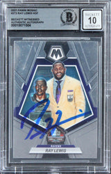 Ravens Ray Lewis Signed 2023 Panini Mosaic #273 Card Auto Graded 10! BAS Slabbed