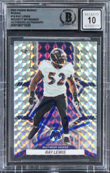 Ravens Ray Lewis Signed 2022 Panini Mosaic #19 Card Auto Graded 10! BAS Slabbed