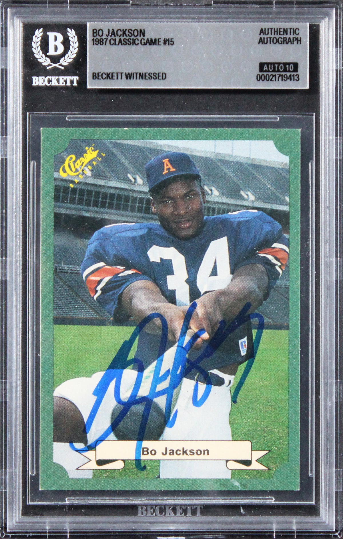 Royals Bo Jackson Signed 1987 Classic Game #15 Rookie Card Auto 10! BAS Slabbed