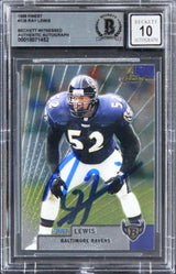 Ravens Ray Lewis Signed 1999 Finest #106 Card Auto Graded Mint 10! BAS Slabbed