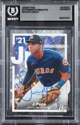 Astros Jeremy Pena Signed 2021 Bowman Platinum Elements #PE30 Card BAS Slabbed