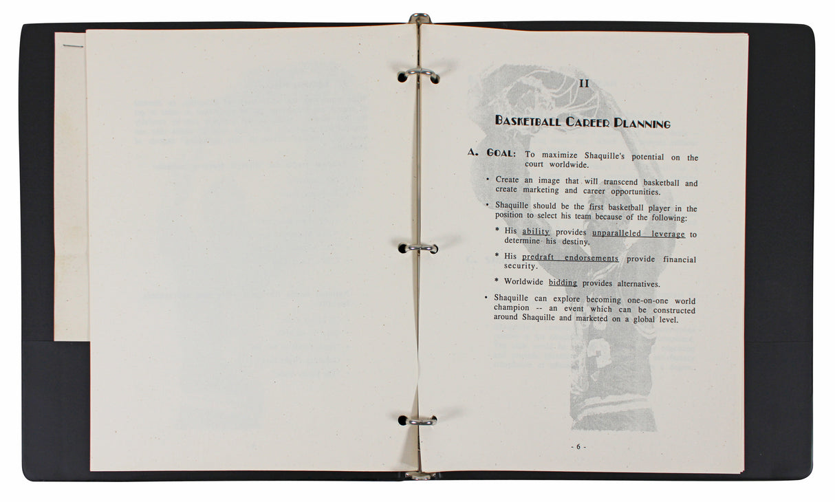 Shaquille O'Neal Authentic 1988 Agency Recruitment Presentation Binder Letter