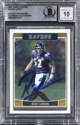 Ravens Ray Lewis Signed 2006 Topps Chrome #56 Card Auto Graded 10! BAS Slabbed