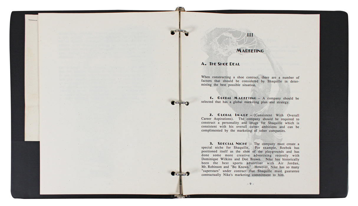 Shaquille O'Neal Authentic 1988 Agency Recruitment Presentation Binder Letter