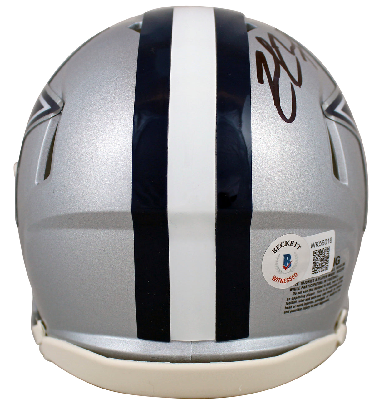 Cowboys Zack Martin Signed Silver Speed Mini Helmet W/ Case BAS Witnessed