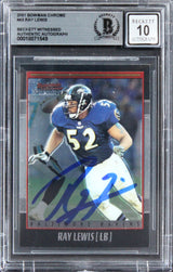 Ravens Ray Lewis Signed 2001 Bowman Chrome #43 Card Auto Graded 10! BAS Slabbed