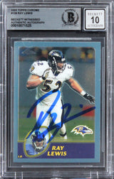 Ravens Ray Lewis Signed 2003 Topps Chrome #128 Card Auto Graded 10! BAS Slabbed