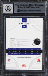 Ravens Ray Lewis Signed 2008 Donruss Threads #99 Card Auto Grade 10! BAS Slabbed