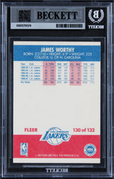 Lakers James Worthy Signed 1987 Fleer #130 Card Auto Grade GM 10! BAS Slabbed