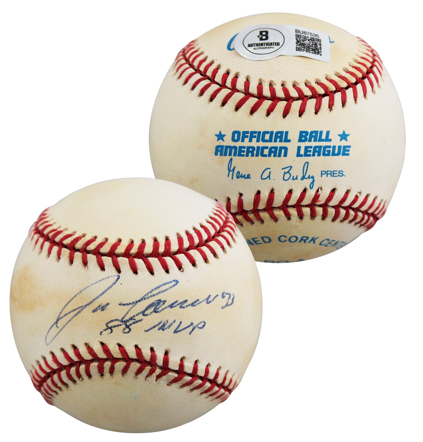 Athletics Jose Canseco "88 MVP" Signed Gene Budig OAL Baseball BAS #BU87535