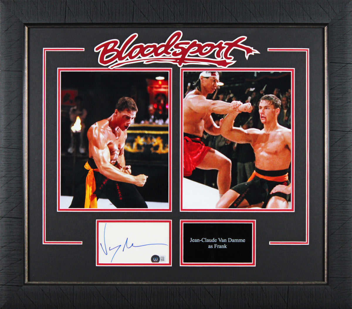 Jean-Claude Van Damme Bloodsport Signed & Framed 3x5 Index Card BAS #BL98160
