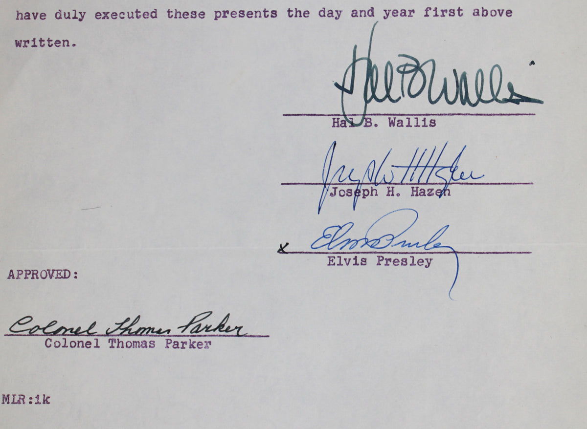 Elvis Presley Authentic 2x Signed 1958 G.I. Blues Contract PSA & JSA LOAs