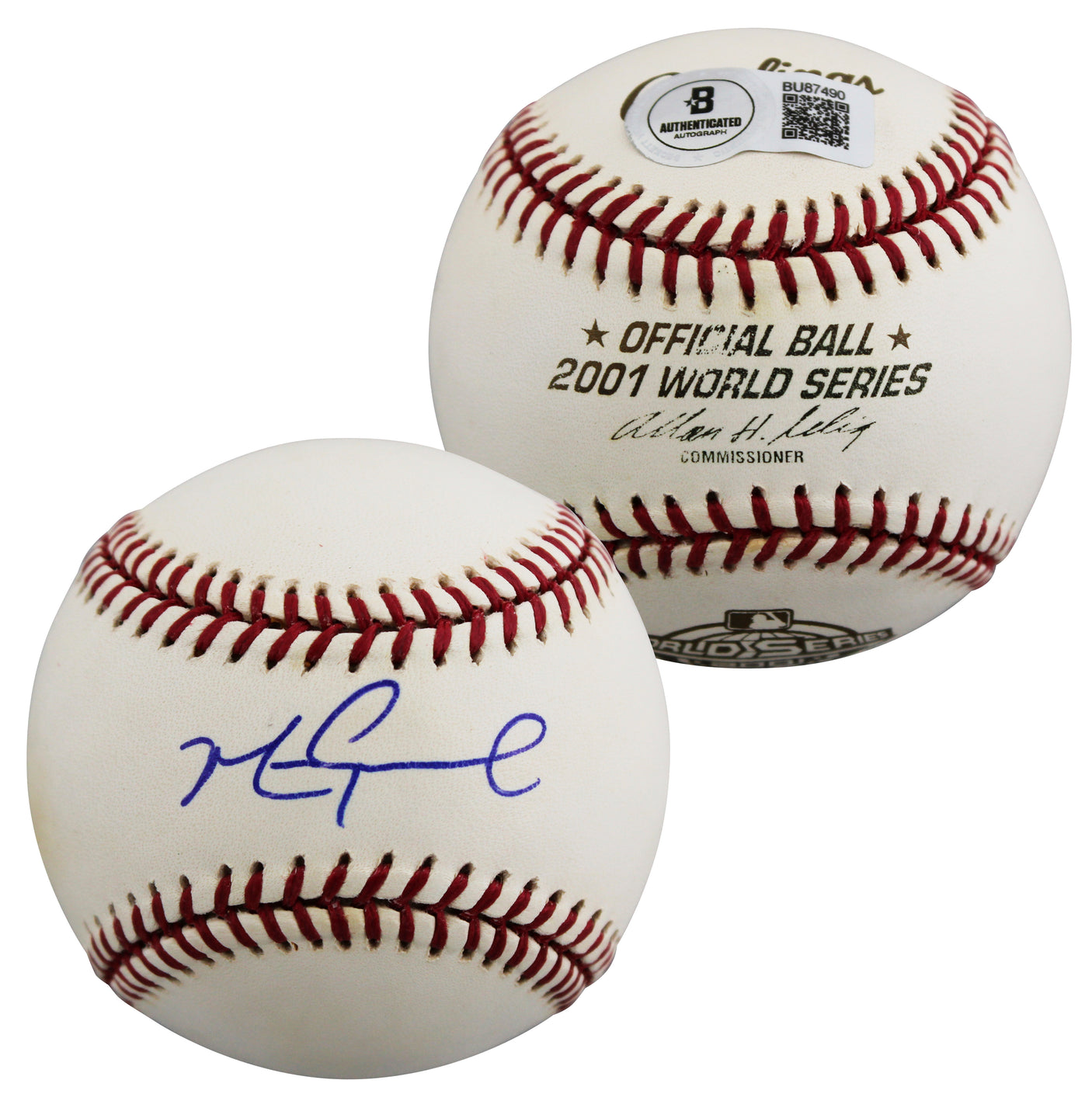 D-Backs Mark Grace Authentic Signed 2001 WS Logo OML Baseball BAS #BU87490