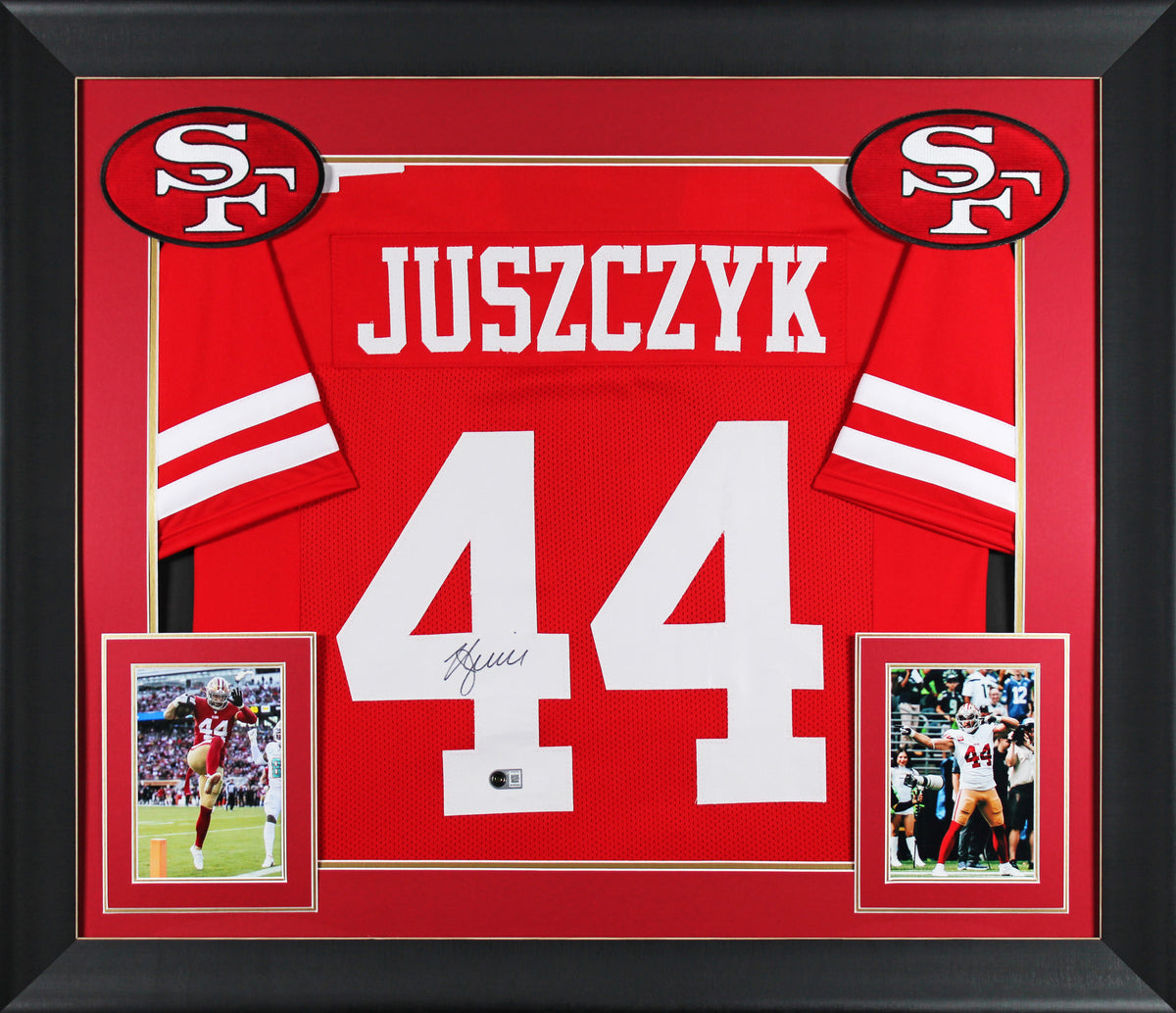 Kyle Juszczyk Authentic Signed Red Pro Style Framed Jersey BAS Witnessed