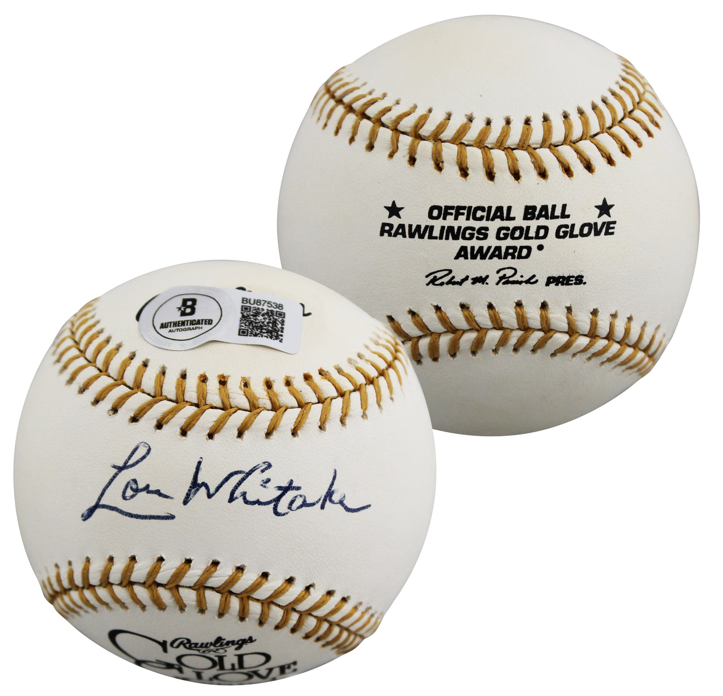 Tigers Lou Whitaker Signed Rawlings Gold Glove Logo OML Baseball BAS #BU87538