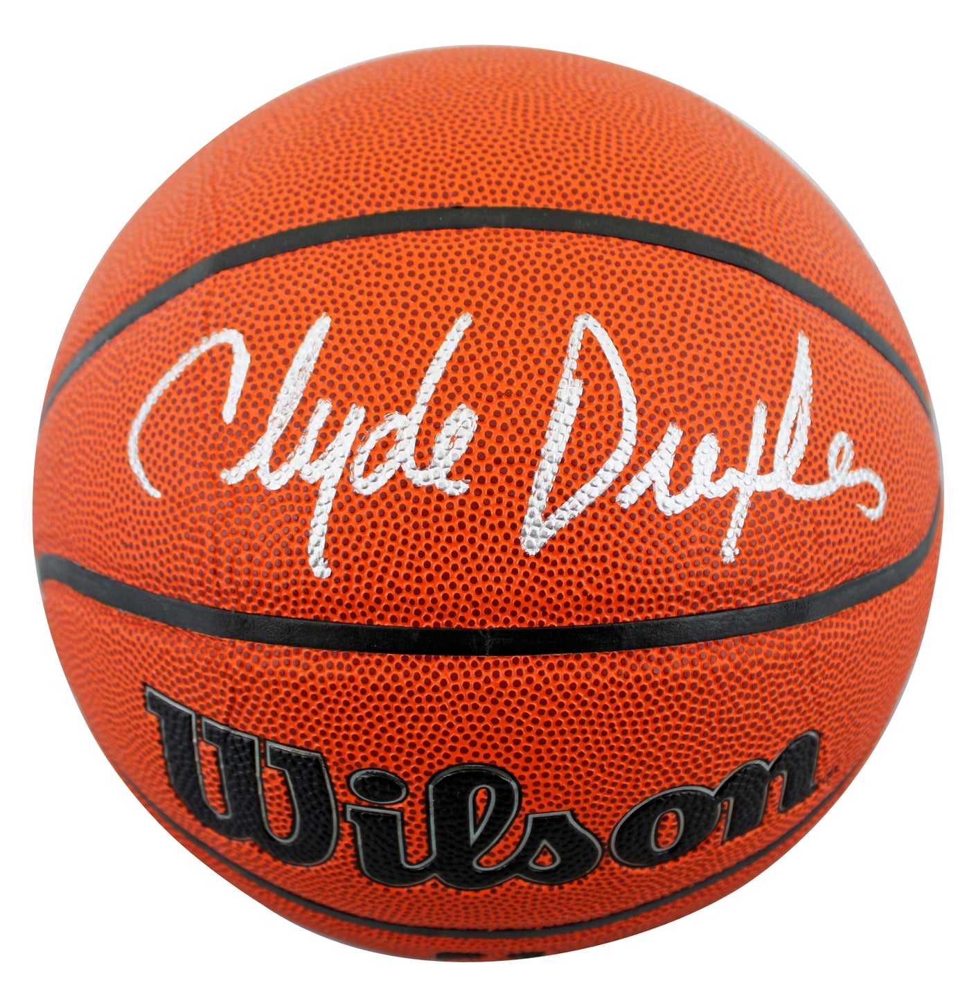 Rockets Clyde Drexler Authentic Signed Wilson Basketball w/ Case BAS Witnessed
