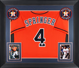 George Springer "17 WS MVP" Authentic Signed Orange Pro Style Framed Jersey JSA