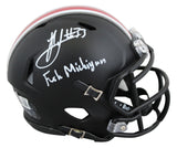 Ohio State Jack Sawyer "F*** Michigan" Signed Black Speed Mini Helmet BAS Wit