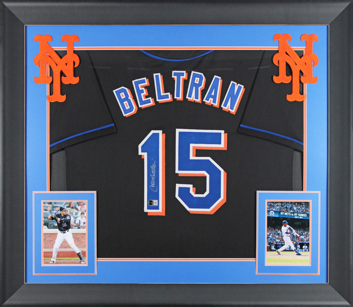 Carlos Beltran Authentic Signed Black Pro Style Framed Jersey BAS Witnessed
