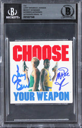 Larry Bird & Magic Johnson Signed 3x3 Converse Weapon Shoe Tag Auto 10! BAS Slab