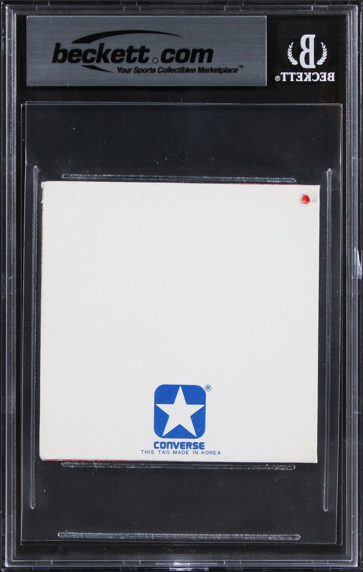 Larry Bird & Magic Johnson Signed 3x3 Converse Weapon Shoe Tag Auto 10! BAS Slab