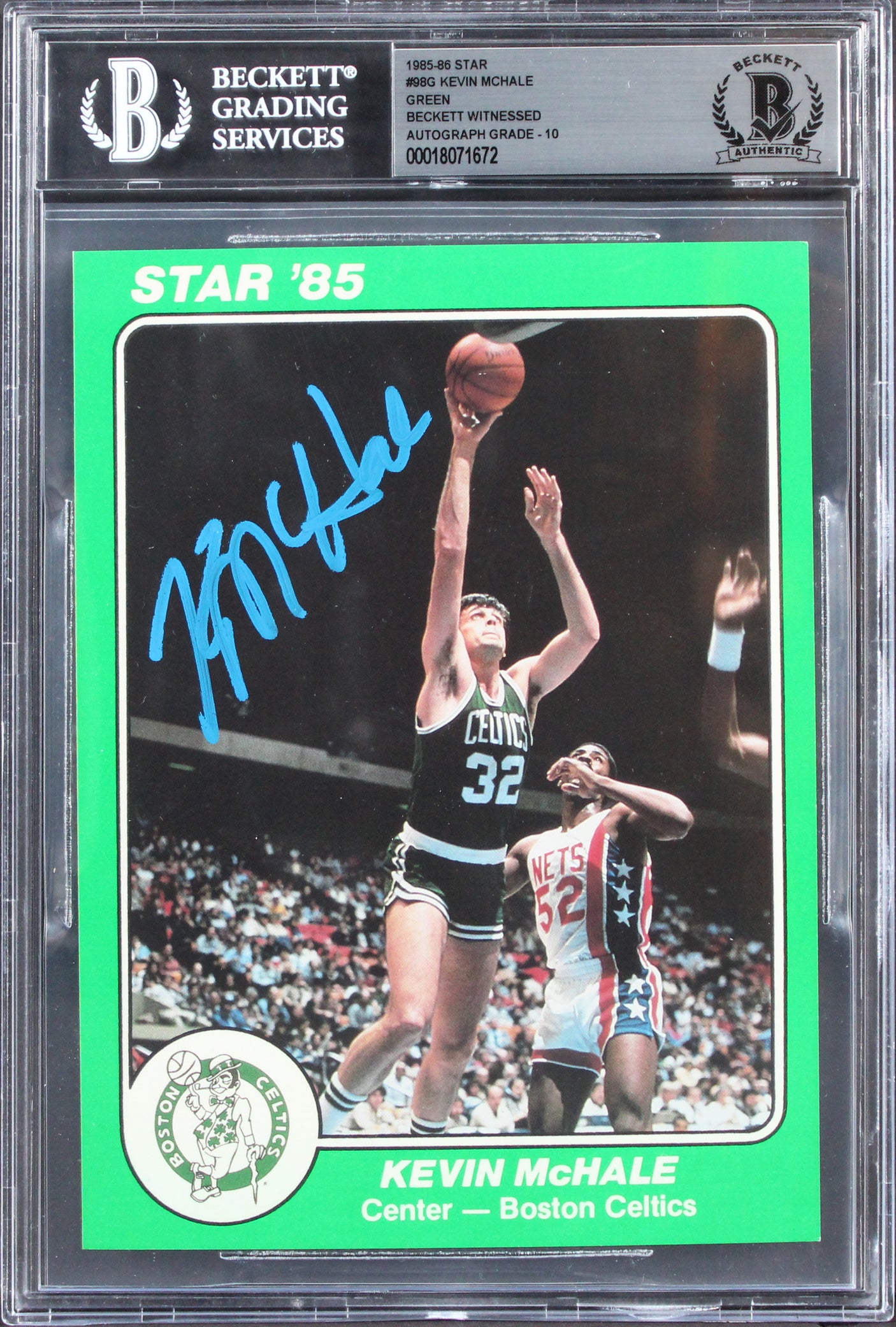 Celtics Kevin McHale Signed 1985 Star #98G 5x7 Card Auto Graded 10! BAS Slabbed