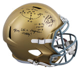 Notre Dame Rudy Ruettiger Signed F/S Speed Rep Helmet w/ Hand Drawn Play BAS W 2