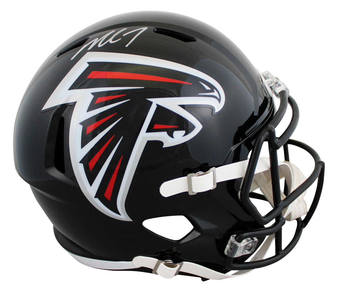 Falcons Michael Vick Signed 03-19 TB Full Size Speed Rep Helmet BAS Witness 2