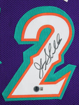John Stockton Authentic Signed Purple Pro Style Framed Jersey BAS Witnessed