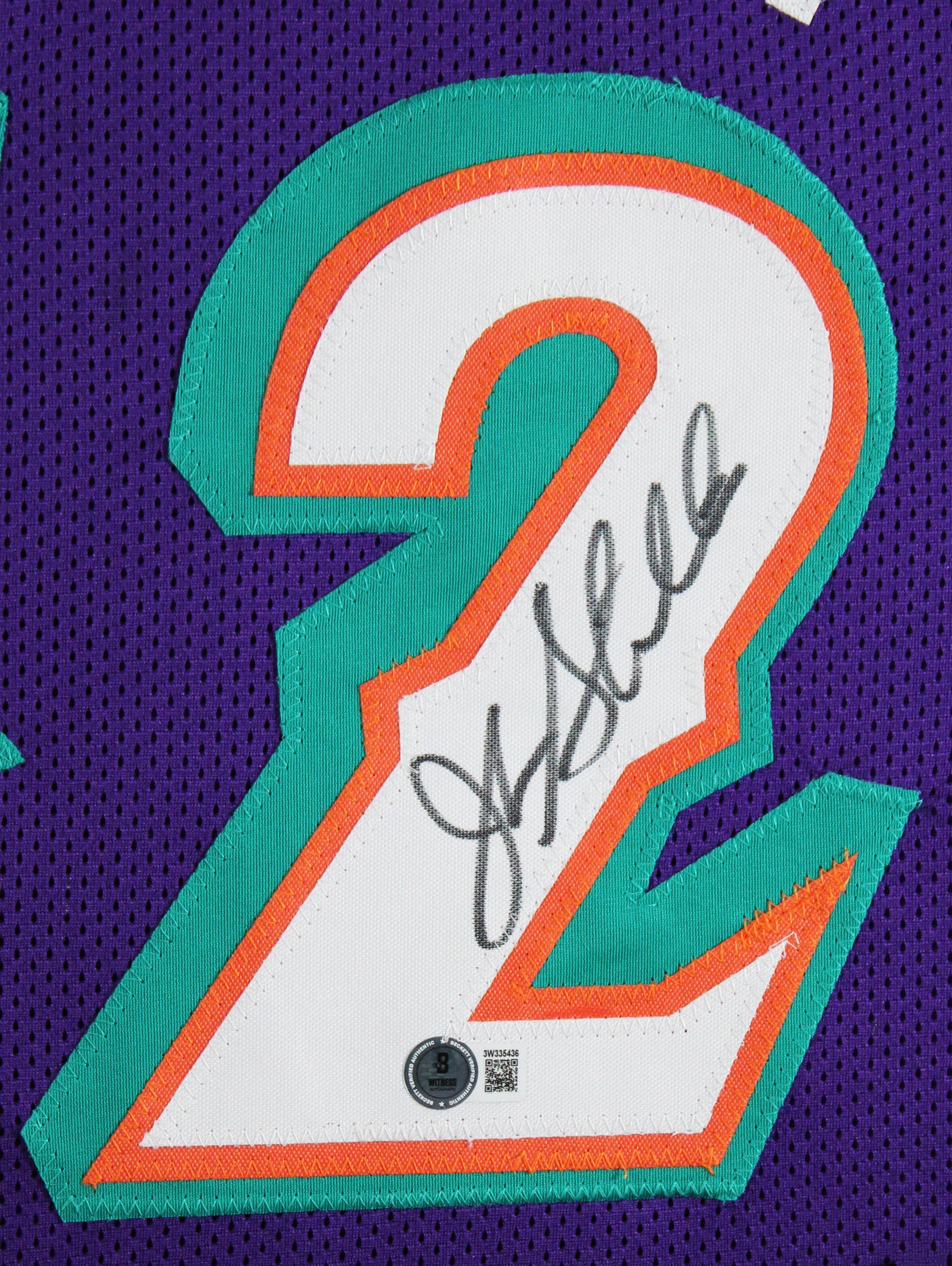 John Stockton Authentic Signed Purple Pro Style Framed Jersey BAS Witnessed