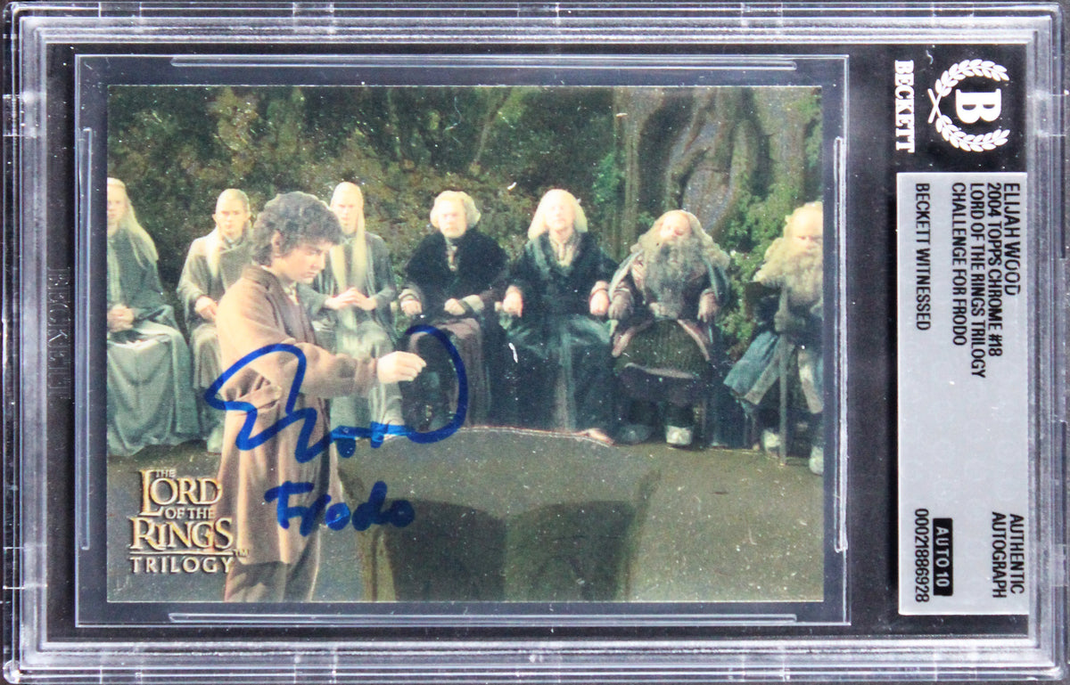 Elijah Wood "Frodo" Signed 2004 Topps Chrome LOTR #18 Card Auto 10! BAS Slabbed