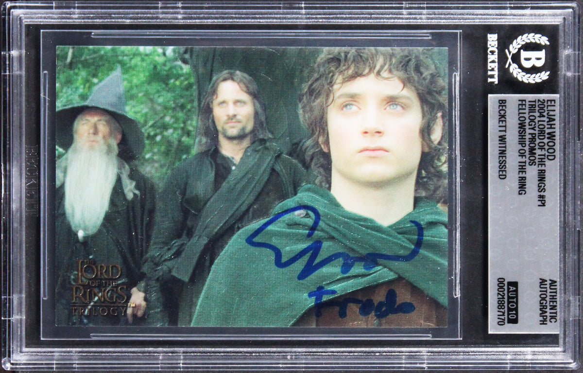 Elijah Wood "Frodo" Signed 2004 LOTR Trilogy Promos #P1 Card Auto 10! BAS Slab