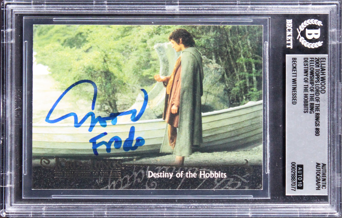 Elijah Wood "Frodo" Signed 2001 Topps LOTR FOTR #80 Card Auto 10! BAS Slabbed