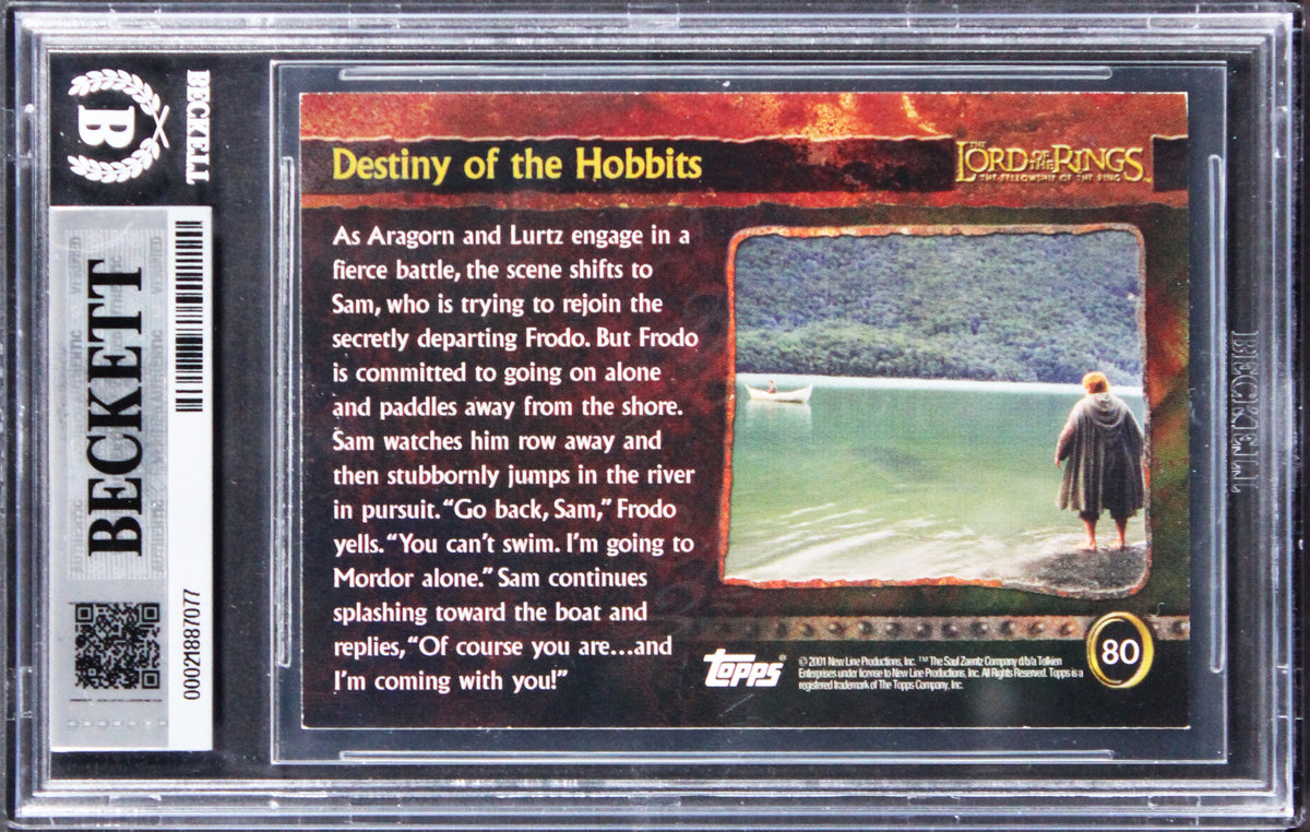 Elijah Wood "Frodo" Signed 2001 Topps LOTR FOTR #80 Card Auto 10! BAS Slabbed