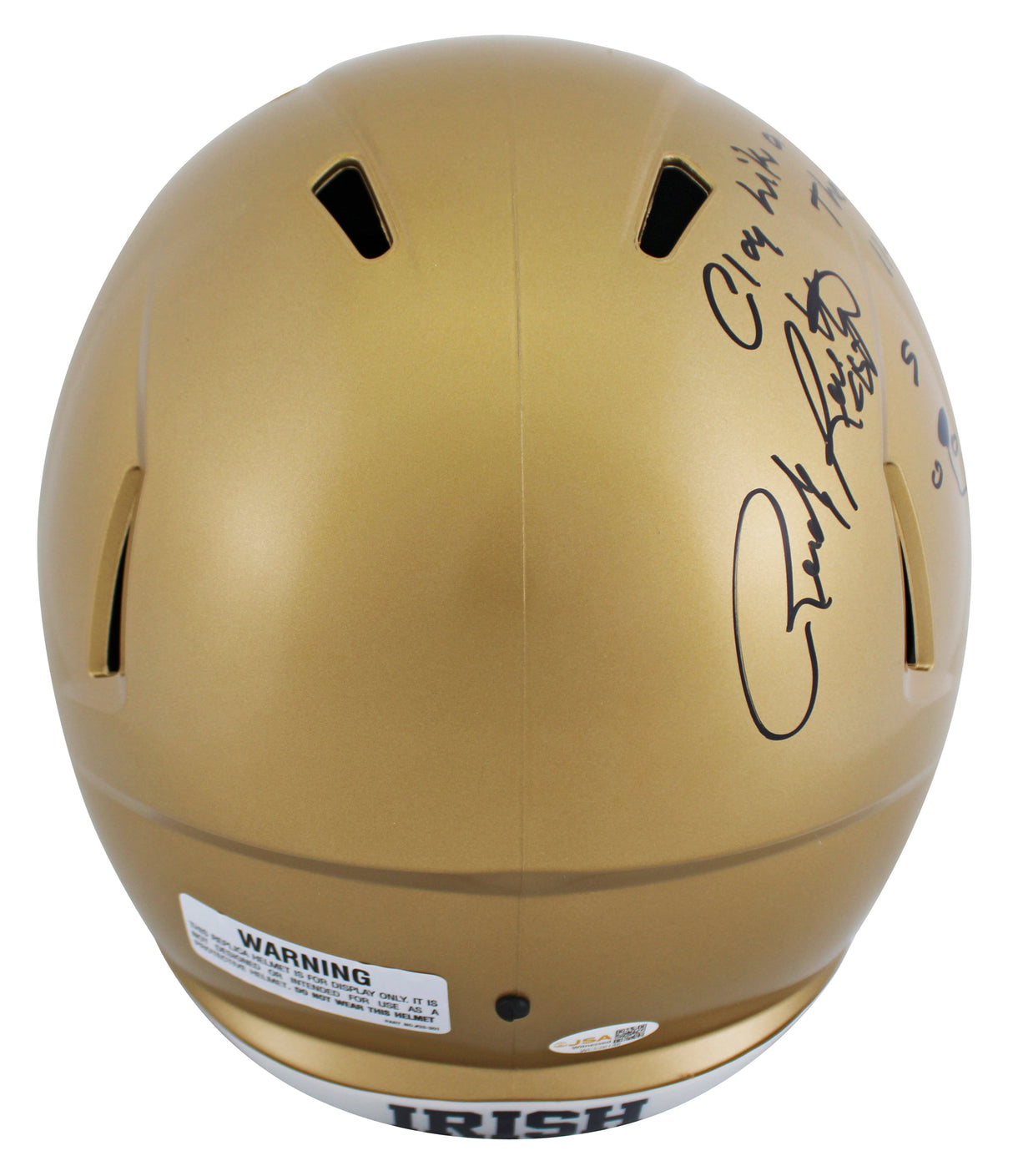 ND Rudy Ruettiger Signed F/S Speed Rep Helmet w/ Hand Drawn Play W/ Case JSA Wit