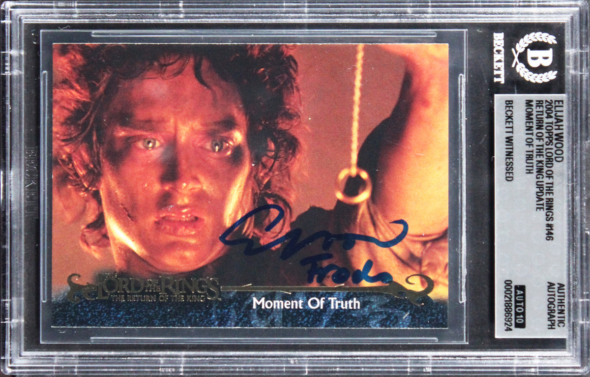 Elijah Wood Signed 2004 Topps LOTR Moment Of Truth #146 Card Auto 10 BAS Slabbed