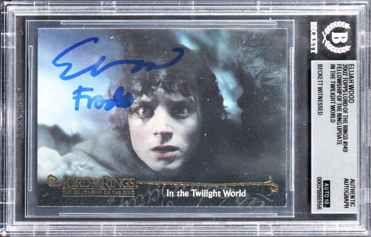 Elijah Wood "Frodo" Signed 2002 Topps LOTR Update #149 Card Auto 10! BAS Slabbed