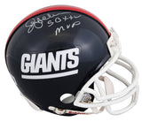 Giants Jeff Hostetler "SB XXV MVP" Signed VSR4 Rep Mini Helmet BAS #BV01175