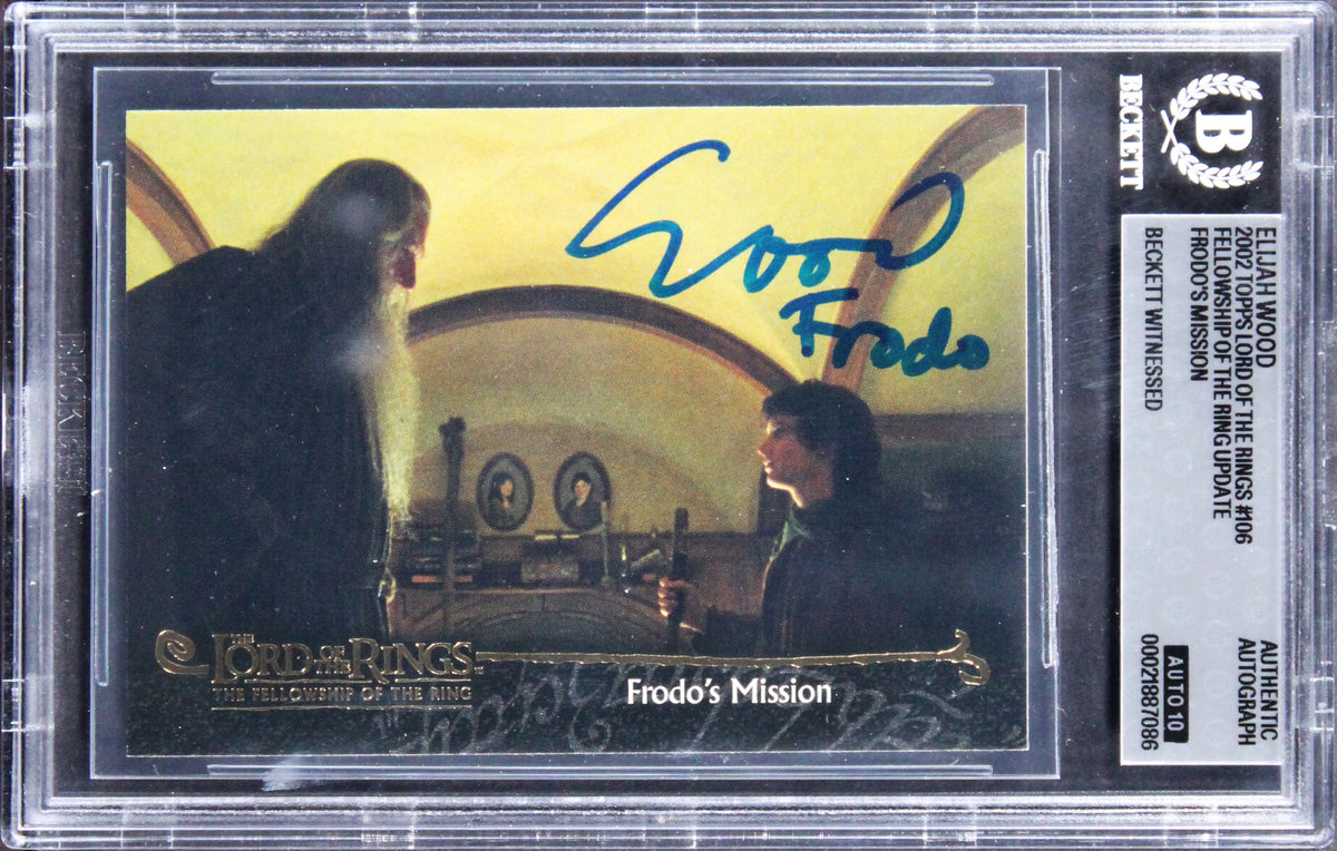 Elijah Wood "Frodo" Signed 2002 Topps LOTR Update #106 Card Auto 10! BAS Slabbed