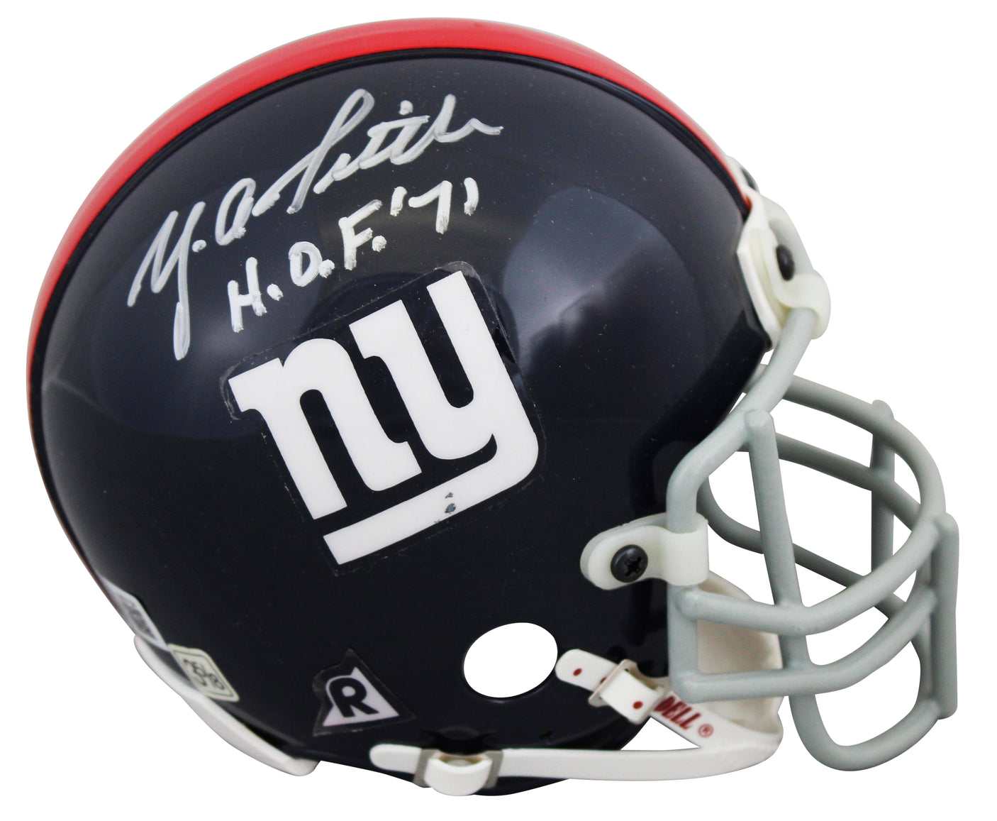 Giants Y.A. Tittle "HOF 71" Authentic Signed VSR4 Rep Mini Helmet BAS