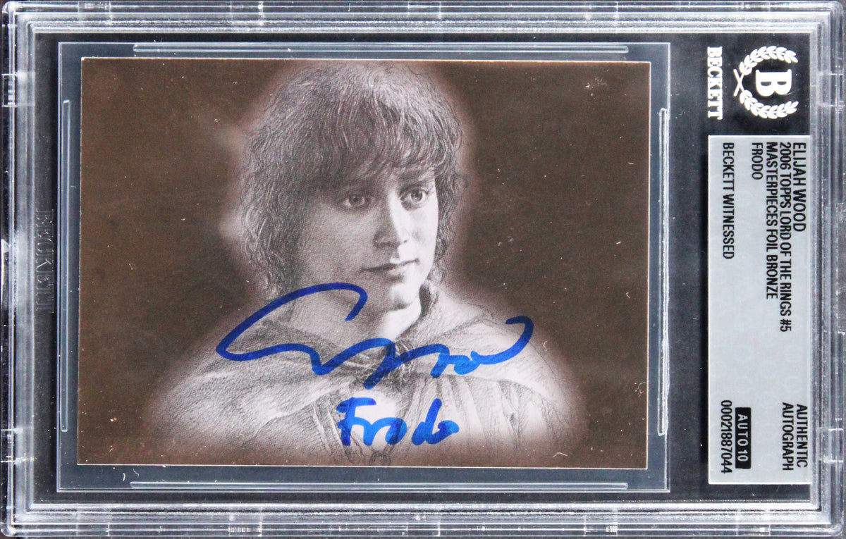Elijah Wood Signed 2006 Topps LOTR MB Foil Bronze #5 Card Auto 10! BAS Slabbed