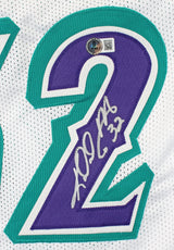 Karl Malone Authentic Signed White Pro Style Jersey Autographed BAS Witnessed